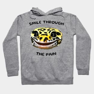 Leopard Gecko Smile Through the Pain Funny Pet Lizard Lover Hoodie